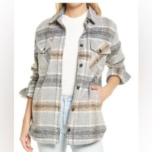 Thread & Supply Plaid Utility Jacket in Gray and Tan